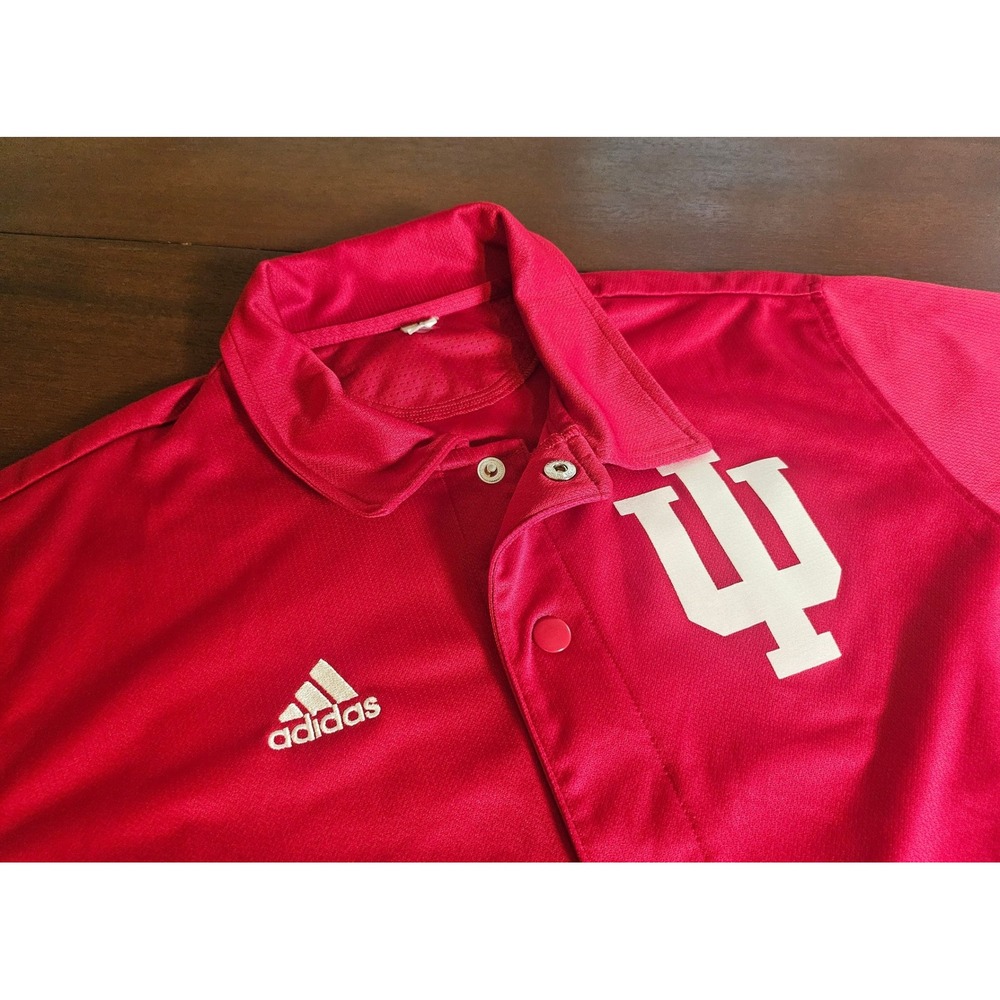 Adidas Indiana University Jersey Mens Small Red Hoosiers Snap Baseball Shirt